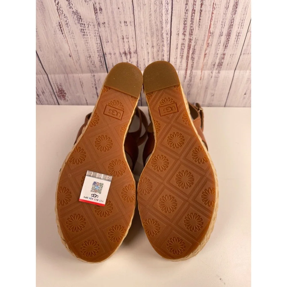 Ugg Brown leather Wedge Platform Sandals Women's Size 7.5 NWOT
